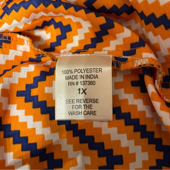 Live 4 Truth Sz 1x orange blue white chevron pattern top high low 3/4 sleeve - Picture 8 of 14